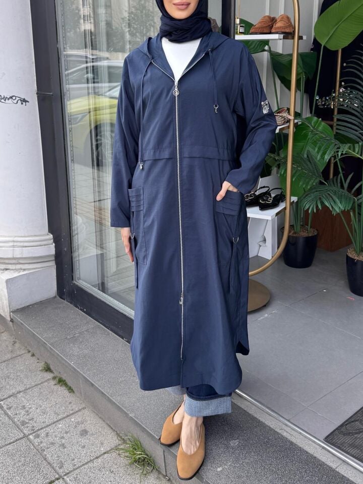 PİLELİ METAL TOKALI SAFARİ KAP LACİVERT