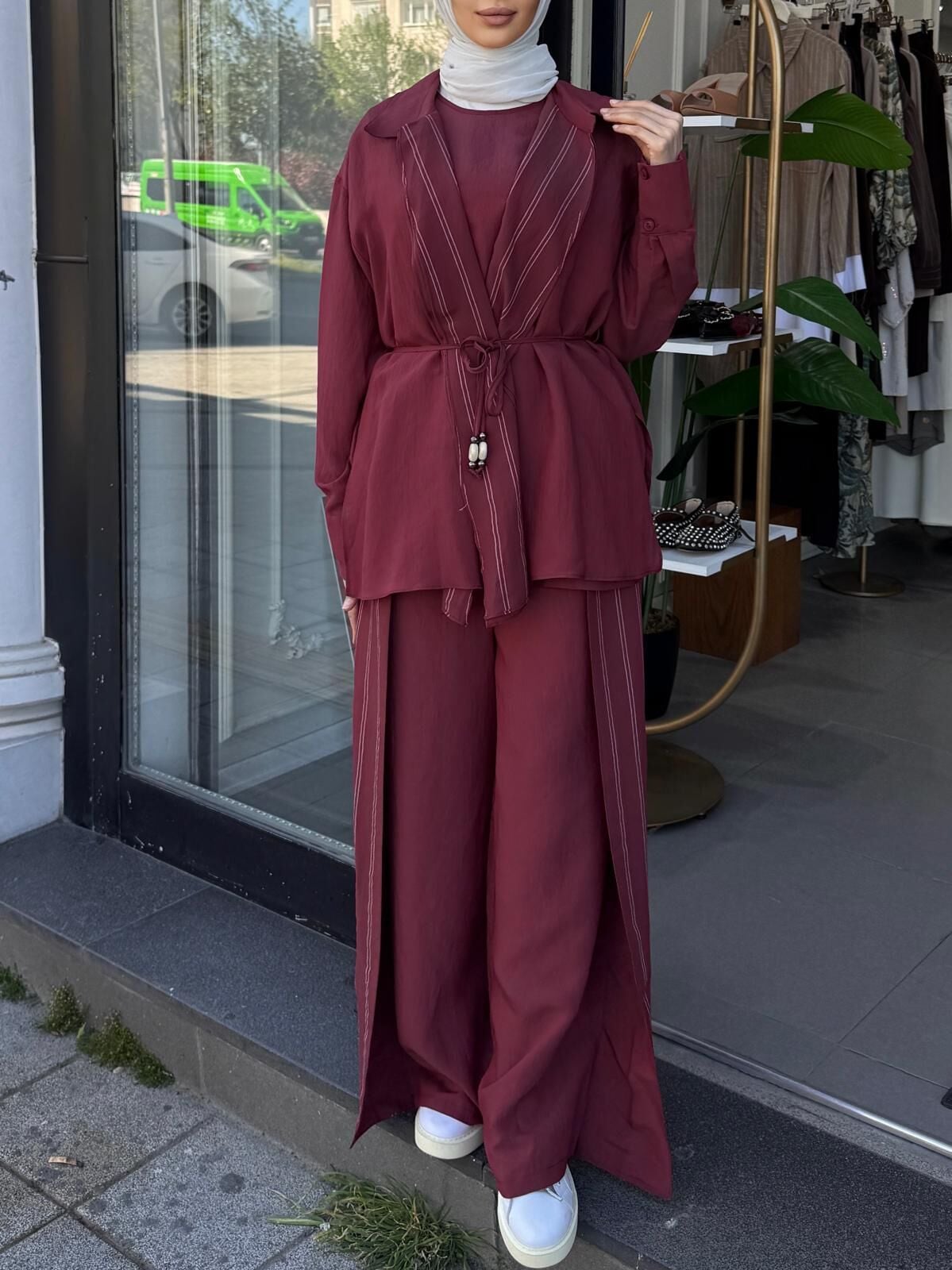 MİRANDA ÜÇLÜ TAKIM BORDO