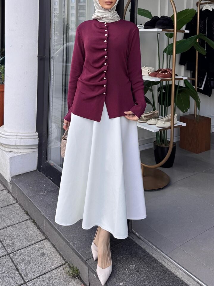 GÜL DÜĞME HIRKA BORDO