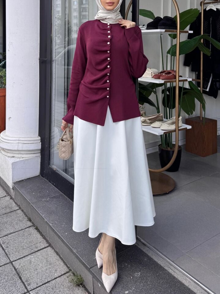 GÜL DÜĞME HIRKA BORDO