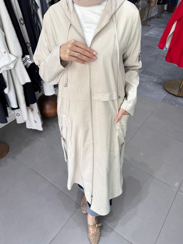 PİLELİ METAL TOKALI SAFARİ KAP BEJ