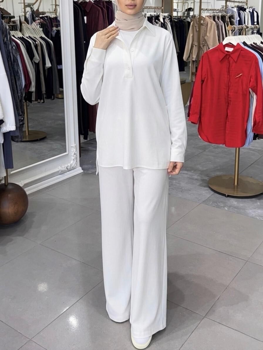 POLO YAKA TRİL BLUZ BEYAZ