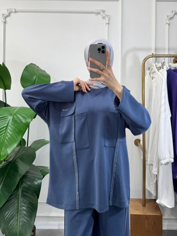 ÇİFT CEP DETAYLI TAKIM İNDİGO