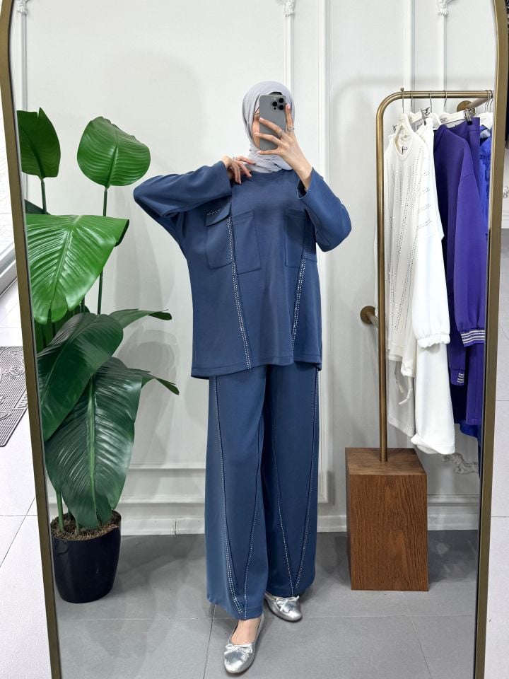 ÇİFT CEP DETAYLI TAKIM İNDİGO
