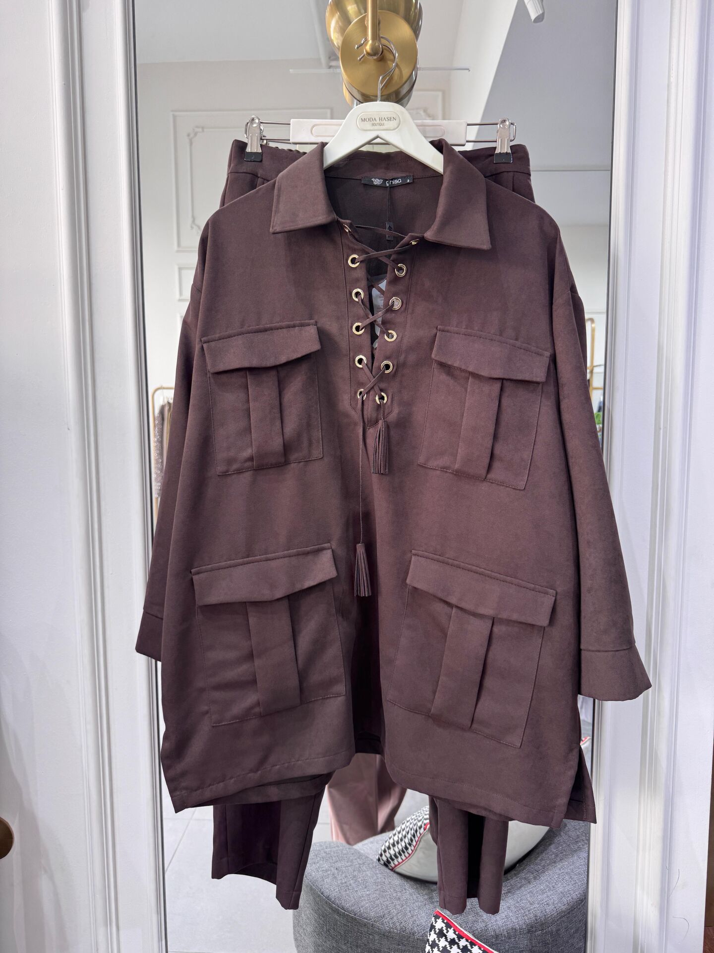 BAĞCIK DETAYLI TAKIM KAHVE