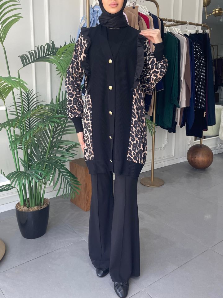 LEOPAR FIRFIR DESENLI HIRKA SİYAH