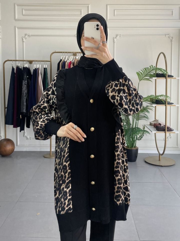 LEOPAR FIRFIR DESENLI HIRKA SİYAH