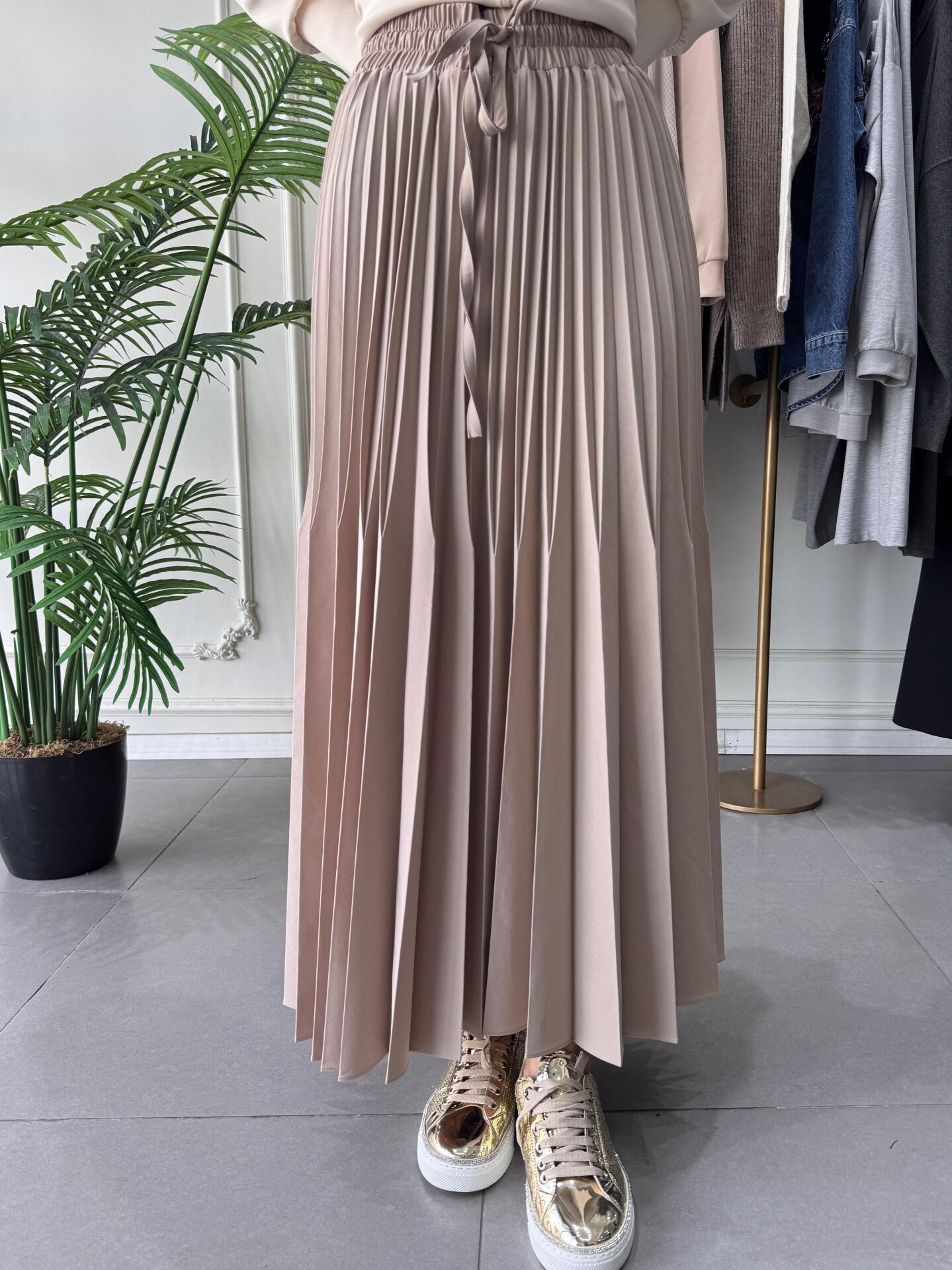 ALYA PİLİSE ETEK  BEJ