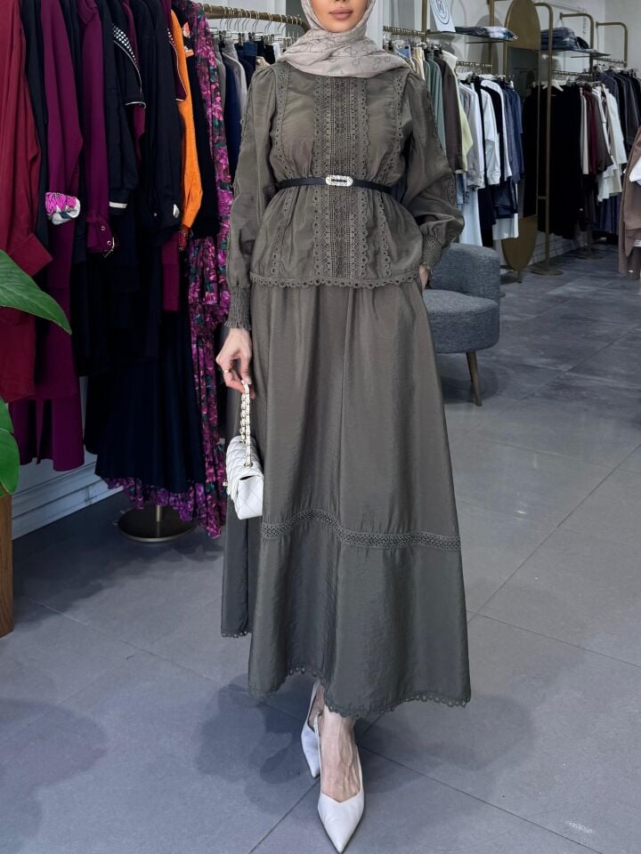 GÜPÜRLÜ ETEKLİ TAKIM  HAKİ