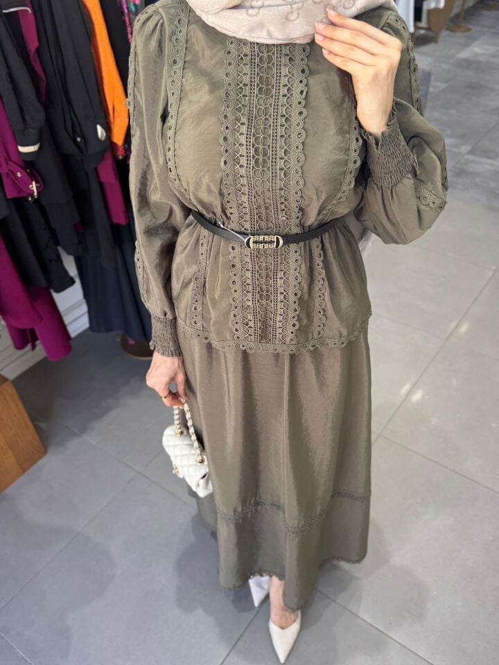 GÜPÜRLÜ ETEKLİ TAKIM  HAKİ