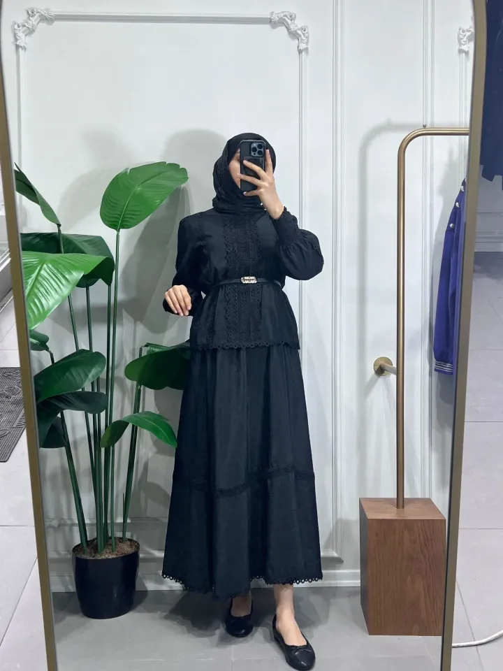 GÜPÜRLÜ ETEKLİ TAKIM SİYAH