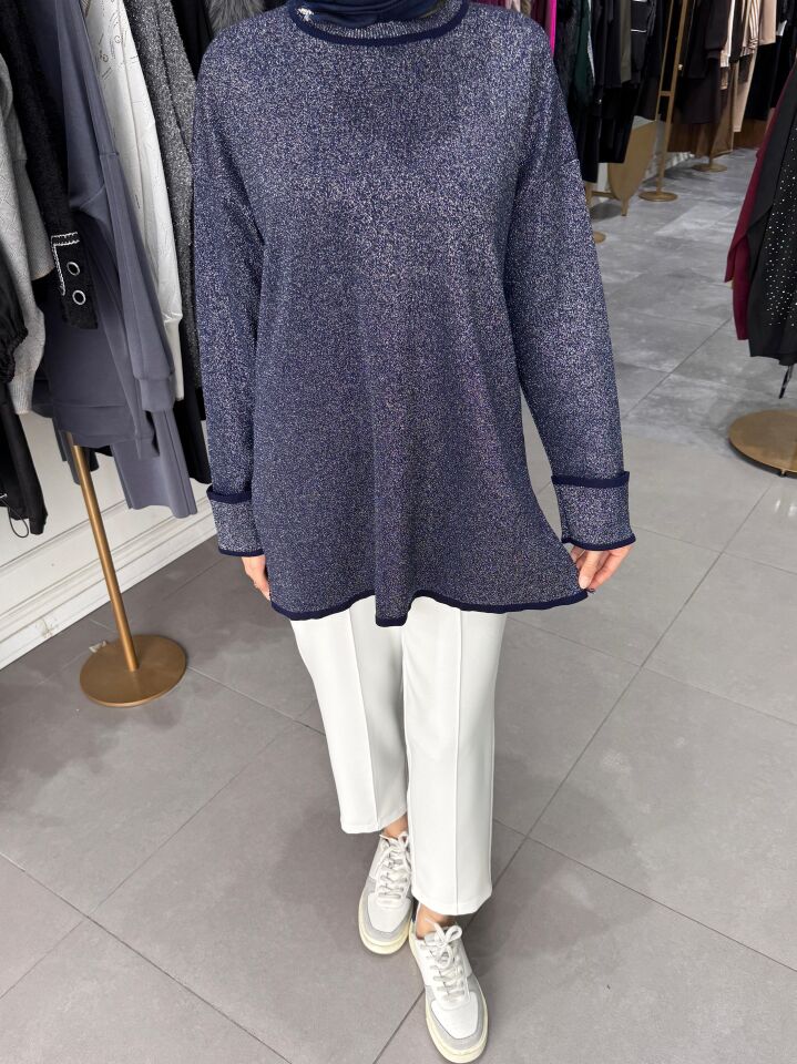 SİMLİ BLUZ LACİVERT