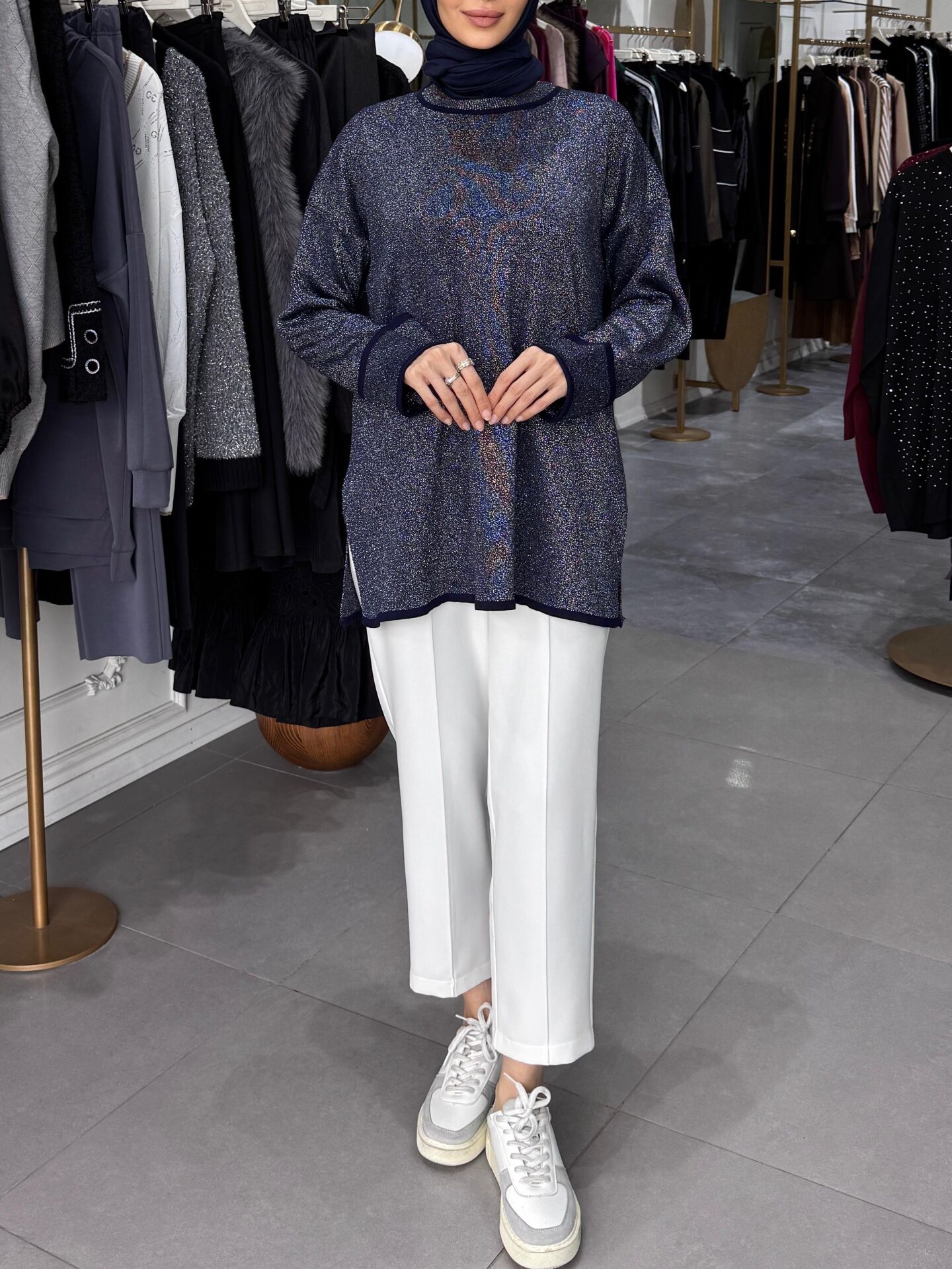 SİMLİ BLUZ LACİVERT