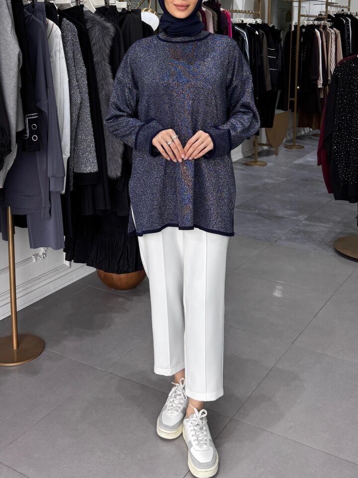 SİMLİ BLUZ LACİVERT